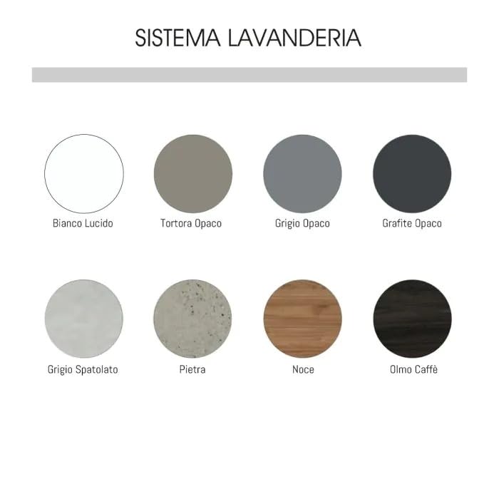 Bissolo Casa Lavatoio con Mobile 71x65 cm Bianco Lucido, 2 Ante Push-Pull, Vasca Metacrilato, Top Noce, Asse Legno Incluso