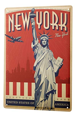LEotiE SINCE 2004 Cartel Letrero de Chapa Pasión Viajes Ciudad Nueva York Estatua de la Libertad