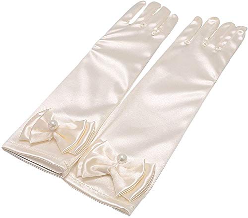 Image of FancyDressWale Girls Satin Long Gloves for Princess Dress Up Party With Bows