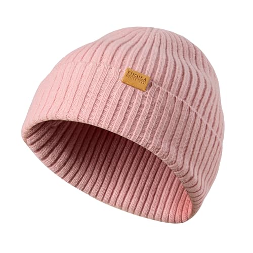 FUQILA 100% Merino Wool Cuff Beanie Hat, Unisex Warm Winter ...