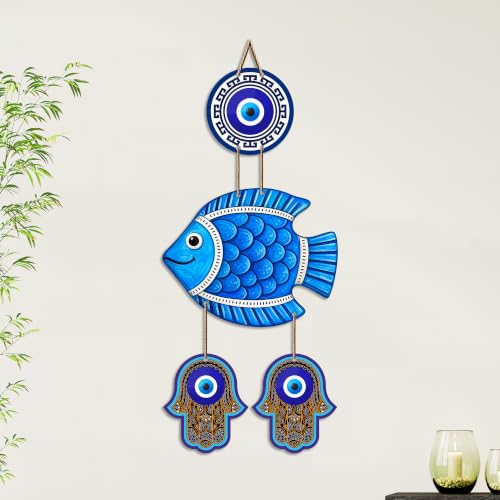 Image of Artvibes Lucky Fish Wall Decor for Home Entrance | Evil Eye Hanging for Positive Energy & Protection | MDF Vastu Decorative Art for Living Room | Bedroom | Office & Main Door | Gift Item (WH 8538N)