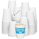 Nationwide Paper 50 x 6oz Disposable Single Wall White Paper Cups Without Lids, Hot & Cold Drinks Perfect for Your Home, Cafe, Work, Parties and Outdoors, 180ml