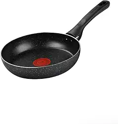 Frigideira Rochedo Stone Pro 20cm Preta com Efeito Pedra e Antiaderente Minerium, Alta Resistência e Durabilidade, Cabos Ergonômicos e Base Limpa Fácil