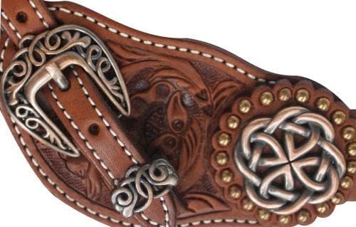 Showman Ladies Argentina Cow Leather Spur Straps w/Celtic Knot Conchos