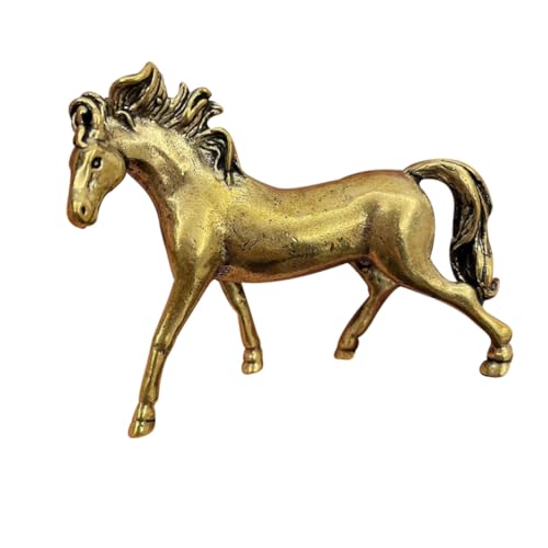 MOLUCKFU 真鍮製レトロ馬置物 干支馬置物 成功祈願インテリア デスクトップ装飾 玄関やオフィス向け銅製フィギュリン