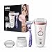 Produktbild Braun Silk-épil 9 Epilierer Damen / Haarentferner für langanhaltende Haarentfernung, inkl. Venus Swirl Rasierer, Hochfrequenz-Massageaufsatz, 9-870, weiß/roségold