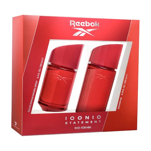 Reebok Iconic Statement Red Estuche Regalo Perfumes Hombre Pack de 2 Piezas Eau de Parfum 100ml y Shower Gel 200ml Set Fragancia Amaderada y Especiada