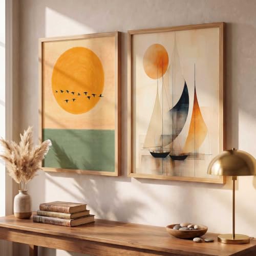 Image of kotart Modern frame Art Home Decoration Paintings With Frame For Living Room Bed Room Hotel Wall Decor Digital Reprint Set of 2 (10X13 inch)