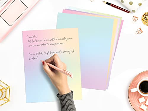 Pastel Gradient Paper Stationery, Aesthetic Paper 8.5 X 11 Inches, 60 Sheets, Colorful Writing Paper, Pretty Stationary Paper, Decorative Scrapbook Paper #TOP3