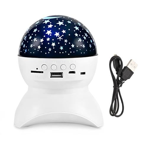Ducacuddle Proyector Estrellas Luz Nocturna Infantil - Proyector Bebes Luces y Música - Lámpara Niños Dormir - Produce Calma y Relajación - En color Blanco con luz LED - Funciona con USB