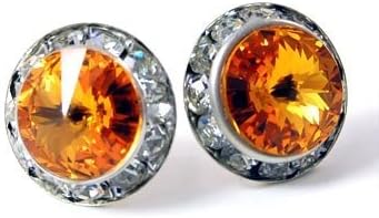 Classic Silvertone with Brown Crystals Earrings Fashion Jewelry