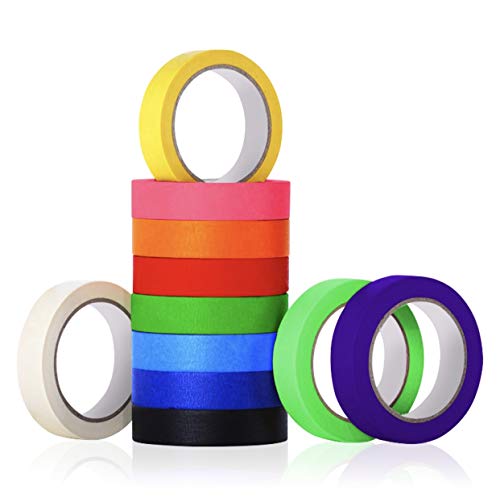 Colored Masking Tape - 10 Rolls of 1 Inch x 13 Yards - Mutli Colored Tape for Kids, Teachers, Painters, Arts and Crafts