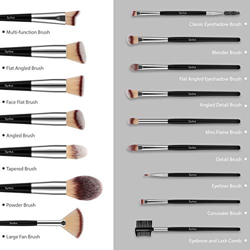 Syntus-Makeup-Brush-Set-16-Makeup-Brushes-4-Blender-Sponges-1-Brush-Cleaner-Premium-Synthetic-Foundation-Powder-Kabuki-Blush-Concealer-Eye-Shadow-Makeup-Brush-Kit-Black-Silver
