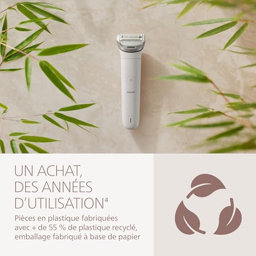 Philips Lady Shaver série 8000 – rasoir sans fil, sur peau sèche ou mouillée, système de rasage à 3 lames, tête flexible, visage, jambes, corps et maillot, autonomie 100 min, modèle BRL159/00