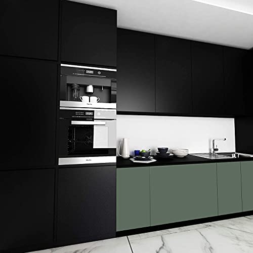 Image of WISDOM Matte Black Decorative for Cabinets Countertops Kitchen Shelves Liner Self Adhesive Film Peel and Stick Waterproof Removable Wallpaper (24 x 56 /2 Pcs, Black Matte Wallpaper)