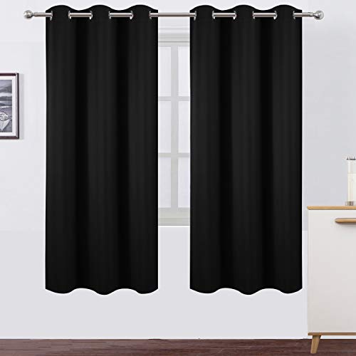 Image of LEMOMO Black Thermal Blackout Curtains /42 x 72 Inch /Set of 2 Panels Room Darkening Curtains for Bedroom