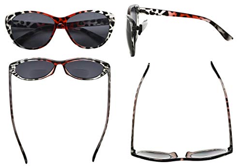 Image of Eyekepper Cat-Eye Style Womens Bifocal Sunglasses - Red /Tortoise +3.50