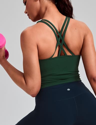 Image of HeyNuts Longline Zeal Bras Medium Impact Wirefree Sports Bras Workout Crop Tank Tops with Removable Pads, A-D Cups