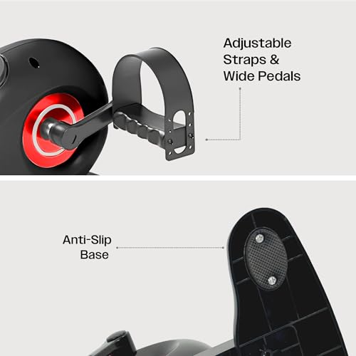 Image of Sparnod Fitness SMB-625 Electric Mini Exercise Bike, Portable Pedal Exerciser with Remote Control, LCD Display for Time Speed Distance Calories, Quiet Motor, Forward & Reverse Motion, 150kg Capacity