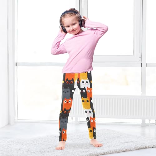Colorful Cute Cat 4 Girls Leggings Athletic Pants Tights Stretch Bottom4