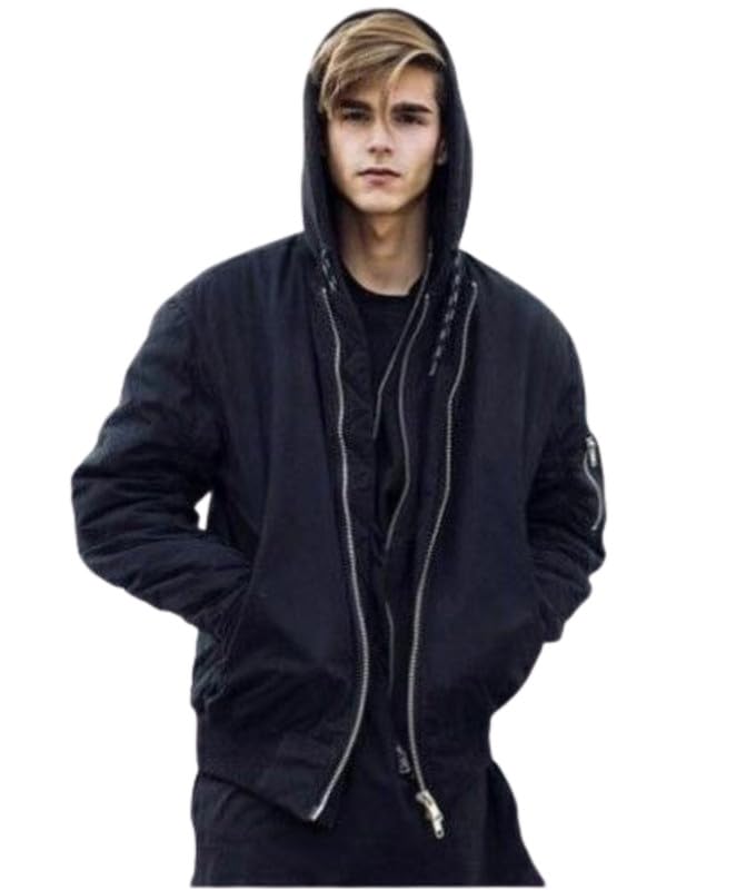 yellow tree Men's Polyester Hooded Neck Regular Full Sleeve Printed Sweatshirt, Black Zipper Winter Jacket, Medium-picture-19