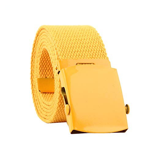 Wicemoon Cinturones de Hombres Ejército Nylon Cinturón Al Aire Libre Cinturón de Hebilla de Metal Ocasional Amarillo 110 * 3.8cm
