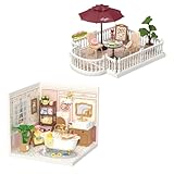Rolife Super Creator-DIY Plastic Miniature House for Adults (Pop Bubble Bathroom+Chic Café Terrace)