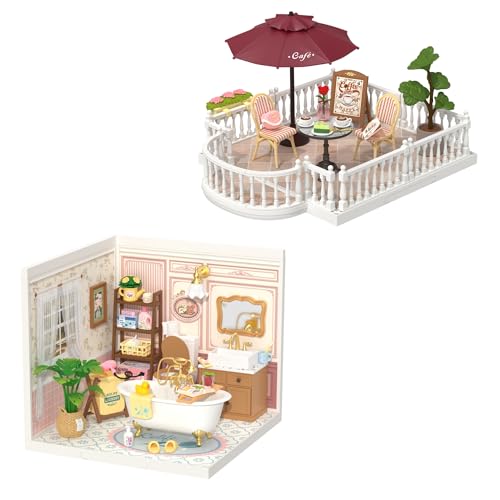Rolife Super Creator-DIY Plastic Miniature House for Adults (Pop Bubble Bathroom+Chic Café Terrace)