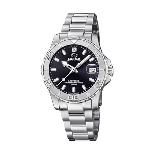 Montre Jaguar J870/4 de luxe pour femme, boîtier noir 34 mm et acier raffiné