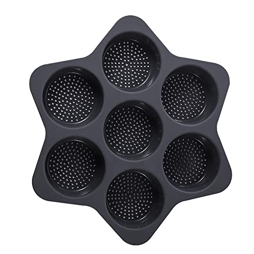 KeepingcooX Perforated Silicone Hamburger Bread Molds Perforated Bakery Forms Non Stick Baking Sheets, 7 Cavities For Burger Buns, Ø 4 Inches