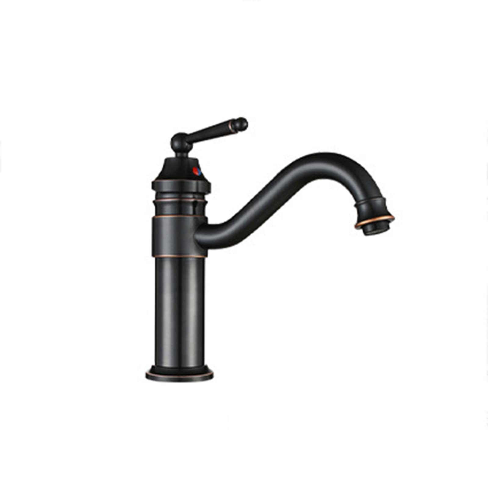 Mitigeur noir antique monotrou haut pour lavabo de salle de bain rétro