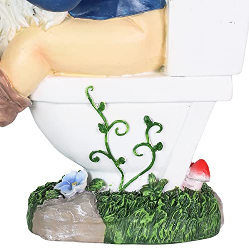 Exhart Light-Up Led Potty Time Gnome Statue, Battery Timer, Painted Resin Funny Décor, 7.5"X5"X10.5" #TOP7