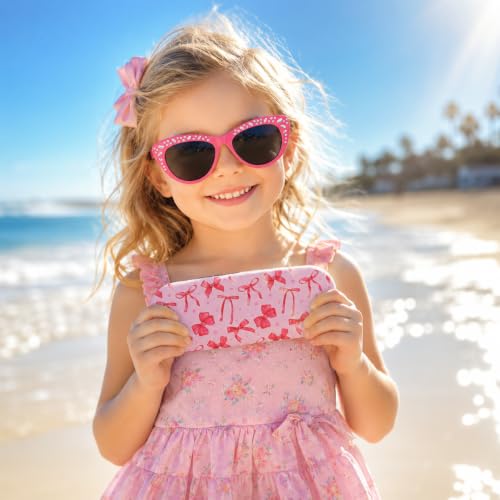 Image of Kids Sunglasses for Girls with Eyeglasses Case for Party Beach Dress Up Glasses