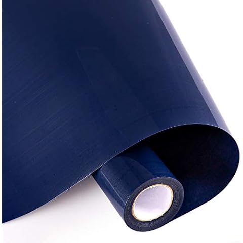 Whaline Heat Transfer Vinyl Set, 12In x 10FT Navy Blue Heat Transfer Paper, Permanent Adhesive HTV Iron On Vinyl, Backed Vinyl Rolls for DIY T-Shirts, Hat, Clothing, Birthdays, Silhouette Cameo Cover