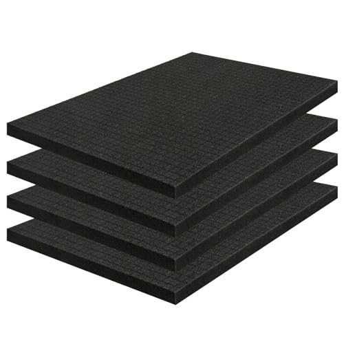 4 Pack Pick and Pluck Foam Sheets 16x12x0.5 Inch, Pre-Cut Grid Foam for Case Liner, Drawer Liner, Padding and Storage Protection