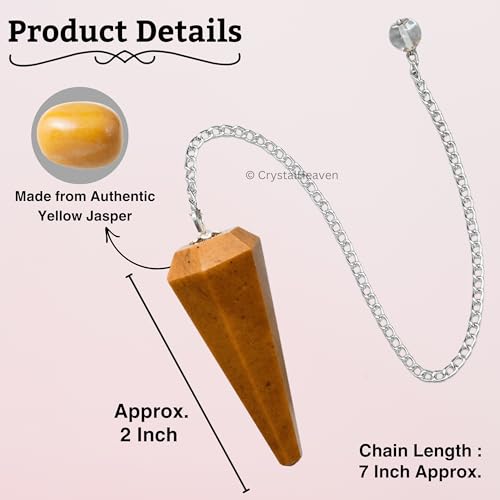 Image of Yellow Jasper Pendulum Dowsing Tool - Natural Crystal Pendulum for Spiritual Guidance - Premium Dowser Pendulum for Accurate Divination and Energy Healing - Perfect for Energy Healing and Chakra Balancing - Handcrafted with Precision and Elegance