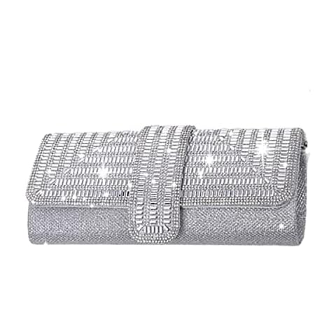 Women Satin Evening Bags Rhinestone Clutch Purses for Women Purses and Handbags Formal Wedding Party Prom Purse Money Bags, Silvery Cover