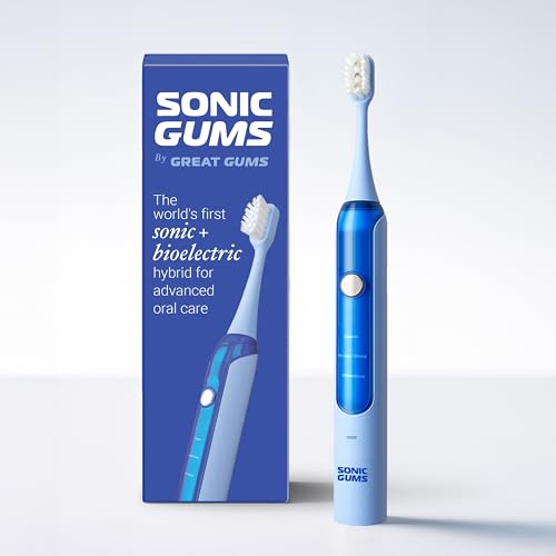 Sonic Gums Extra Soft Toothbrush for Sensitive Gums & Recession - Bioelectric Pressure Sensor Electric Toothbrush for Plaque Removal, Gingivitis & Periodontal Care - Rechargeable Teeth Cleaning Brush