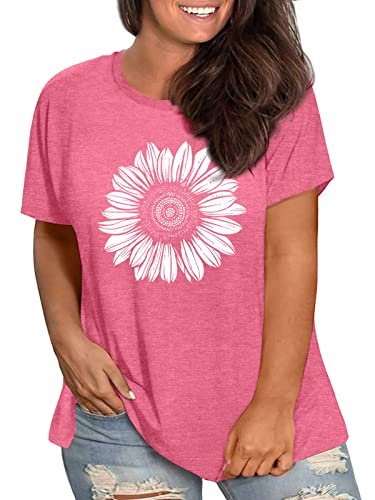 Womens Plus Size Daisy Graphic T-Shirt Summer Flower Cute Short Sleeve Shirts Casual Loose Tees Tops for Women2