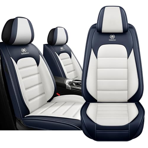 Image of Car Seat Covers for Chevy Chevrolet Trax 2024-2025, Nappa Leather Front Seat Cover Full Coverage Seat Protectors Waterproof Cushion (Blue White,2 Seats Standard)