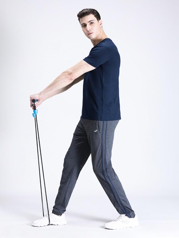 Image of CROCODILE Men Solid Slim Fit Track Pant | Single Jersey Fabric | Drawstring Waist | 3 Pockets