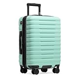 U.S. Traveler Boren Polycarbonate Hardside Rugged Travel Suitcase Luggage with 8 Spinner Wheels, Aluminum Handle, Mint, Carry-on 22-Inch, USB Port