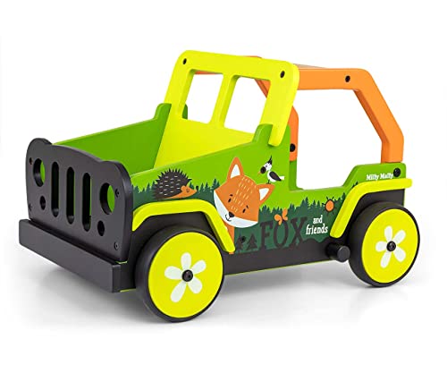Trotteur bébé chariot de marche stable anti-basculement avec roues bois caoutchouc 1-3 ans