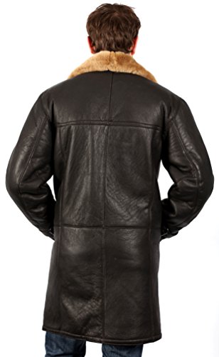Men's Brown Long Shearling Ginger Sheepskin Leather Coat with Belt2