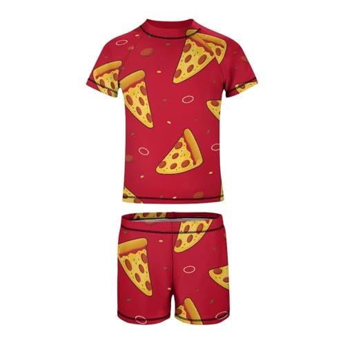 Pizza Slice with MozzarellaChildren's Swimsuits Boys Two Piece Suit7-9Y（120cm）2