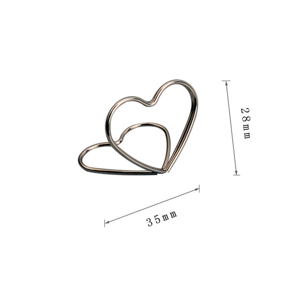 Healifty Photo Stand 20 PCS Place Card Holders Heart Shape Table Number Holder Stand Memo Clip Holder Note Holder Pictures Card Paper Menu Clip for Wedding Banquet Home Party (Silver) - Image 2