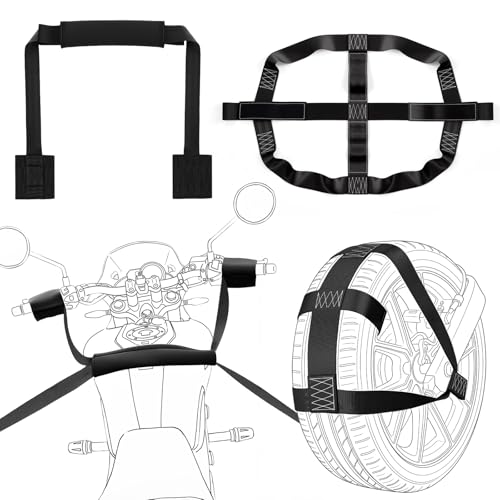 Outus Universal Motorcycle Transport Tie Down Straps Set Include Handlebar Straps for 32' Handlebars...