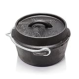 Petromax Feuertopf ft1 - Dutch Oven aus Gusseisen für Kochen und Backen - mit Deckel, Henkel und planem Boden - geeignet für Soßen, Gebäck und mehr - 0,93 l