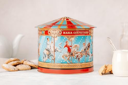 Miniatura 2 de Maria Confeitaria - Lata Musical Carrusel Con Galletas Gourmet 300g - Diseño Vintage - Cookies Crackers De Portugal