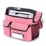 DOKRIN Borsa contenitore per manubrio per passeggino,Borsa da passeggino rosa, borsa da appendere, grande capacità, cestino portaoggetti portatile per esterni